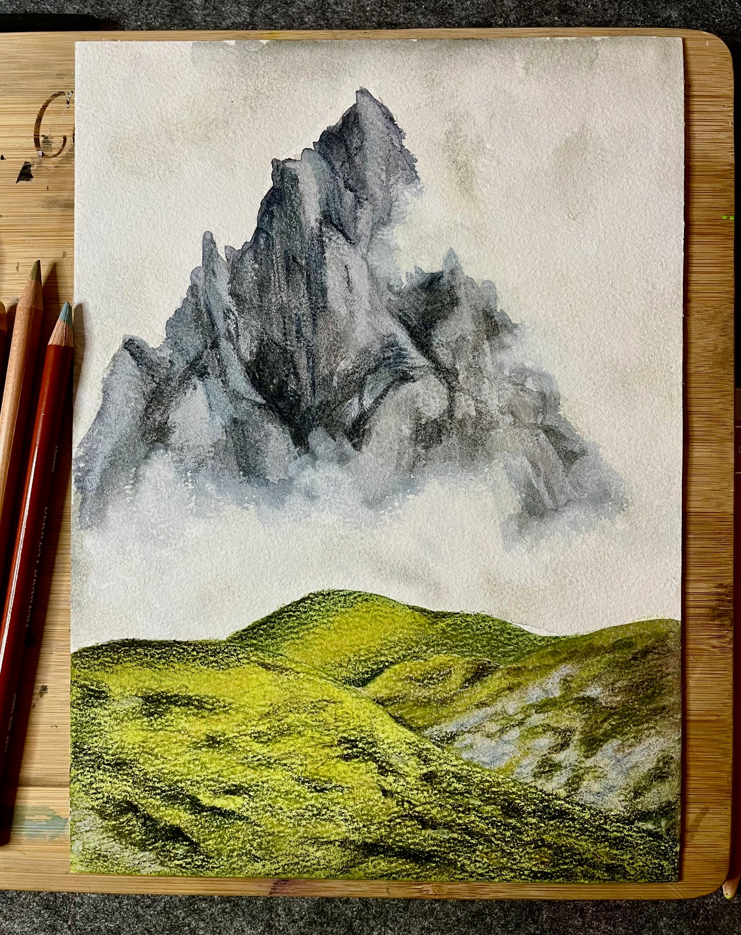 misty mountain art print
