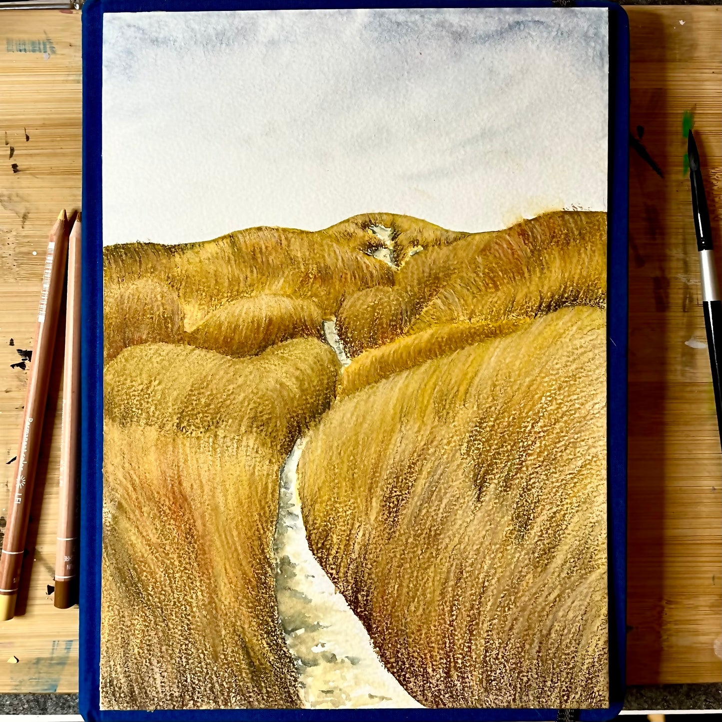 road on the wheat field art print