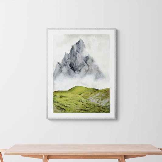 misty mountain art print